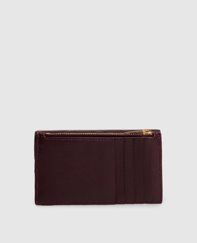 Saint Laurent Бордовый кожаный картхолдер CASSANDRE 612808AAA44