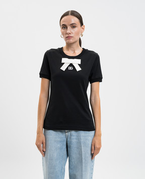 Dolce&Gabbana Чорна футболка з аплікацією F8N08ZGDC6K