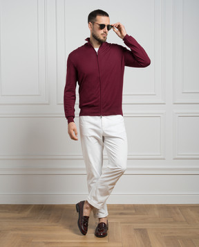 Cashmere&Whiskey Бордовый кардиган с шелком и кашемиром FS08