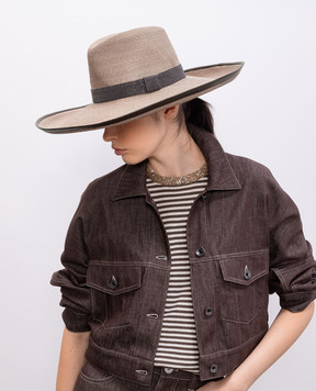 Brunello Cucinelli Бежевая шляпа с коноплей с цепочкой мониль MCAP90090