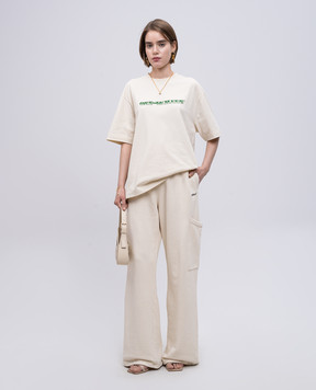 Off-White Бежева футболка Cash Arrow OMAA120S25JER00E