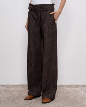 Brunello Cucinelli Коричневі штани з ланцюжком моніль MP125P4012