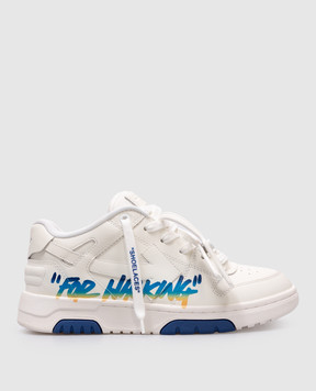 Off-White Детские белые кожаные кроссовки с принтом For walking OBIA011S25LEA002