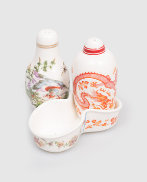 SELETTI Белый фарфоровый набор специалистов Thea для соли и перца в принт 09692