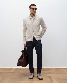 Brunello Cucinelli Синие джинсы с кожаным патчем логотипа M289LI1780