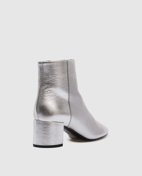 Saint Laurent Серебристые кожаные ботильоны 528204