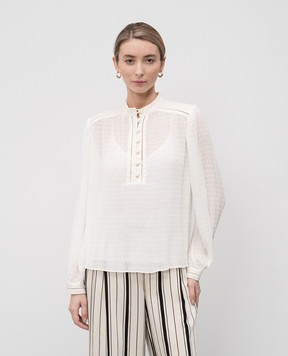 Twinset Белая плиссированная блуза с льном 251TP2062