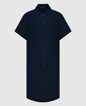 COLOMBO Синяя удлиненная блуза с шелком CM00372T0577U