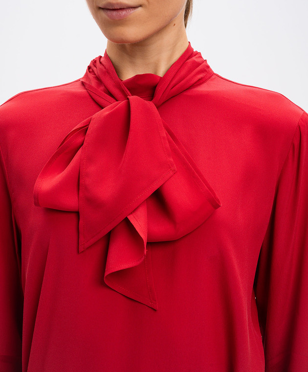 Twinset Красная блузка с шелком с металлическим логотипом Oval T 242TT2341 изображение 5