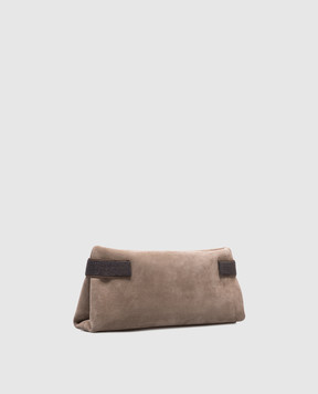 Brunello Cucinelli Бежевый клатч замшевый Pouch Essence с цепочкой мониль MBDLD2746P