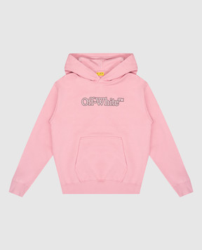 Off-White Детское розовое худи с принтом логотипа Big Bookish OGBB002F24FLE003