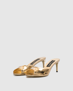 Dolce&Gabbana Золотисті шкіряні мюлі Keira CR1522AY828