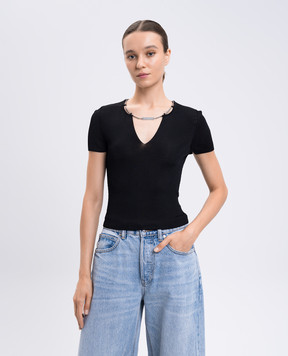 Alexander Wang Черный топ в рубчик с цепочкой 1KC3251062