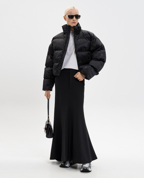 Balenciaga Чорний пуховик у візерунок логотипа 850867TTQ13