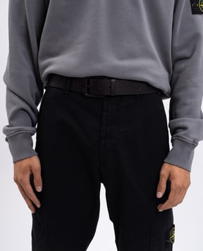 Stone Island Чорний шкіряний ремінь з логотипом K2S159300002S0072