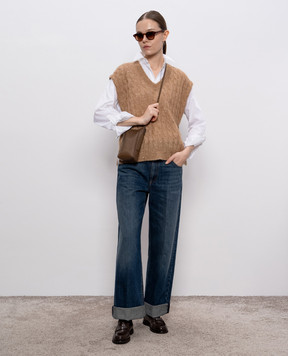 Brunello Cucinelli Бежевый жилет с шерстью с пайетками MPG731312P