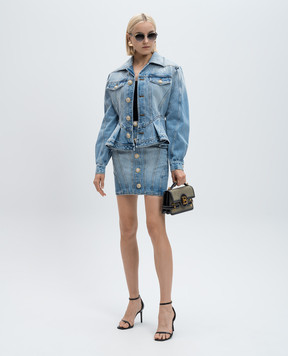Balmain Голубая джинсовая юбка мини с эффектом потертости DF1LBA22DE53
