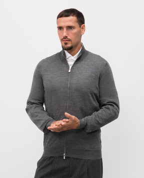 Brunello Cucinelli Сірий меланжевий кардиган з вовни і кашеміру M2400106