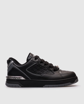 Versace Черные кожаные кроссовки Greca 10205931A14615