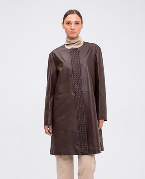 Max Mara Weekend Коричневое кожаное пальто GEYSER GEYSER