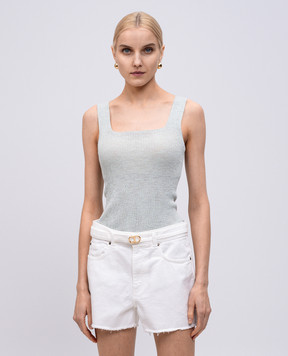 Twinset Зелений топ з льоном з люрексом 251TT3147