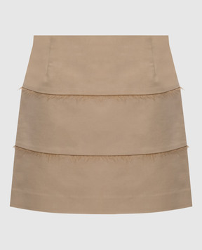 Brunello Cucinelli Бежевая юбка мини с бахромой M0W12G2022