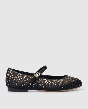 Dolce&Gabbana Детские черные балетки с кристаллами D11274A5723