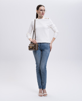 Balmain Білий джемпер в бредовий візерунок FF1KD090KI63