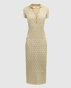 Valentino Сіра сукня-поло у візерунок логотипа з люрексом 5B3KD12L8P2