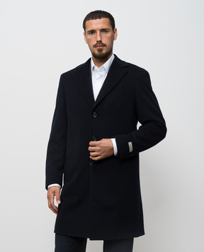 Canali Синє пальто з вовни з нашивкою логотипа FU0552155918