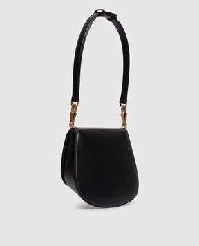 Saint Laurent Чорна шкіряна сумка-седл Voltaire з логотипом 844299AAFF9