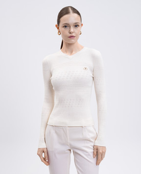 Twinset Білий пуловер в рубчик 252TP3241