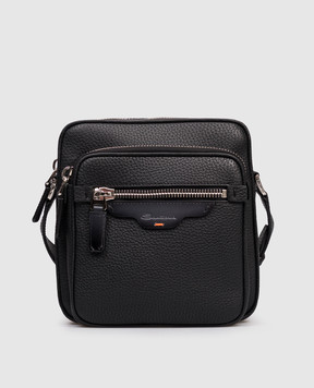 Santoni Чорна шкіряна сумка з логотипом UIBBA2769ENAITB