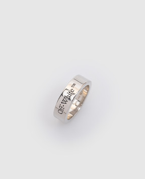 Off-White Серебристое кольцо с гравировкой логотипа OMOC07GS25MET001