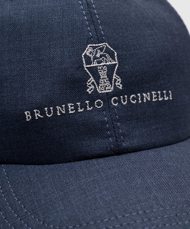 Brunello Cucinelli Синяя кепка из шерсти с высотой логотипа MB4079850 изображение 4