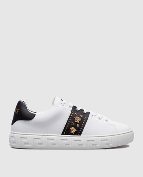 Versace Білі кеди Greca з логотипом 10135681A13065