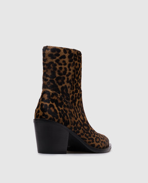Stuart Weitzman Коричневые казаки Tate из меха пони в анималистичный принт SL702