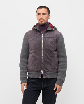 Brunello Cucinelli Серая комбинированная куртка MPCLF2053