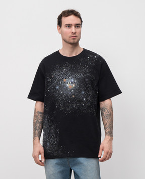 Balmain Черная футболка Universe EH0EG010GE77