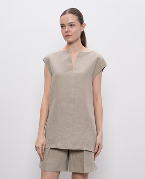 Max Mara Бежевый топ COLIMBO из льна COLIMBO