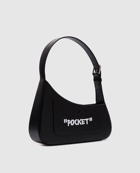 Off-White Чорна шкіряна сумка з емблемою Arrow з принтом Jitney OWNN18AC99LEA001