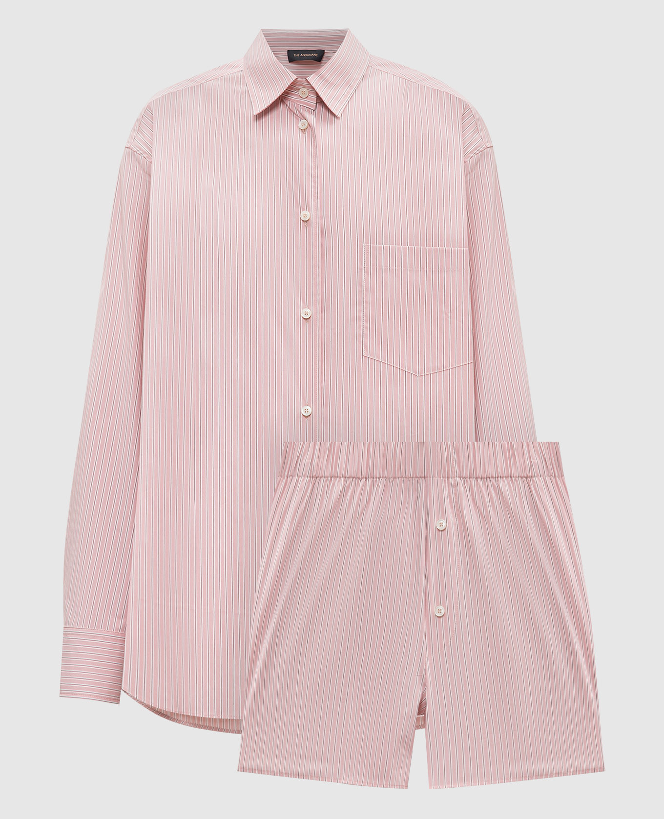 

Розовый костюм Georgiana из рубашки и шорт в полоску, Костюмы