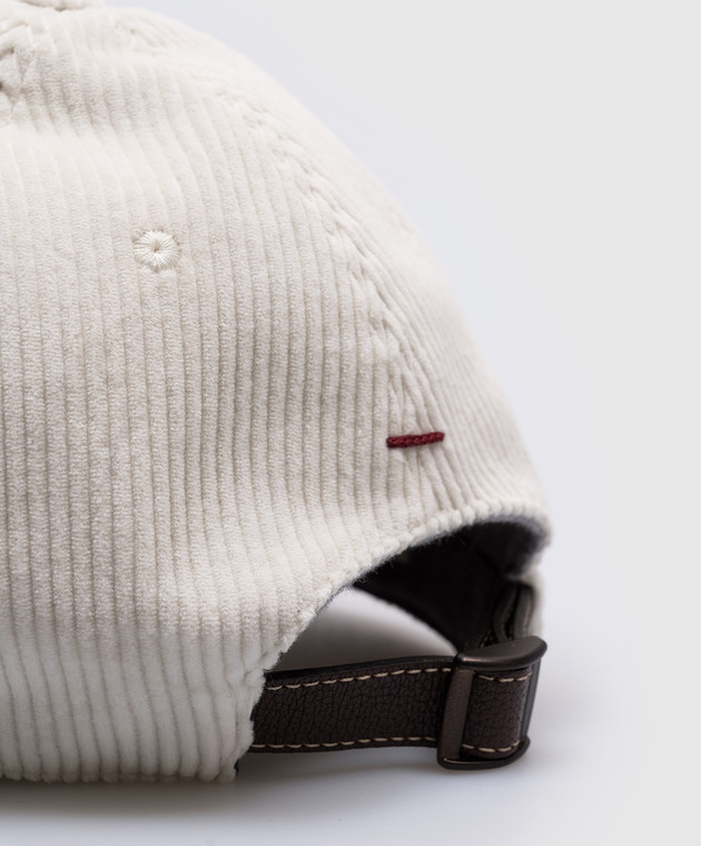 Brunello Cucinelli Белая вельветовая кепка с логотипом MQ4779850 изображение 4