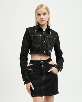 Versace Jeans Couture Чорна джинсова куртка з логотипом 76HAL253DW060L54