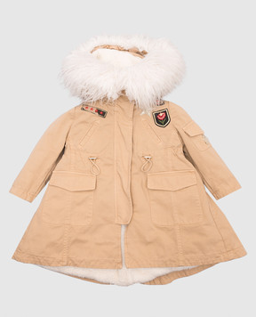 Ermanno Scervino Дитяча бежева парка з нашивками CP1428