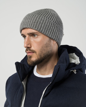 Brunello Cucinelli Серая шапка из кашемира в рубчик M2293900