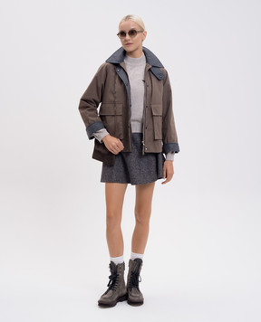 Brunello Cucinelli Сірий джемпер з кашеміру з ланцюжком моніль M12212604P