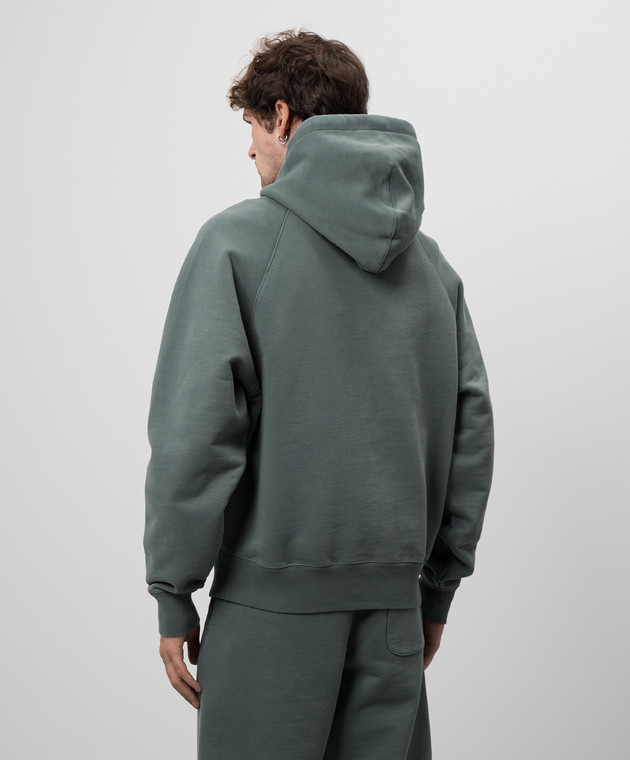 Ami Paris Зеленые худи с вышивкой логотипа USW240JE0091 изображение 4