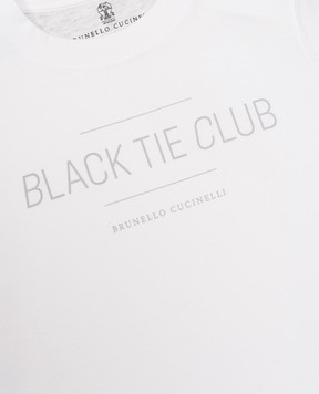 Brunello Cucinelli Дитяча біла футболка з принтом Black Tie Club B0B13S153A