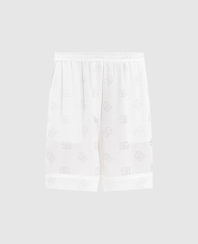 Dolce&Gabbana Белые шорты из шелка с логотипом FTAM7TFJ1JO